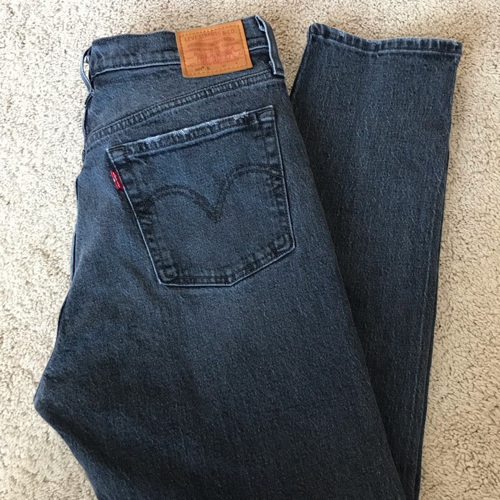 Levi 501 skinny high rise rigid denim coal jeans - Picture 3 of 6